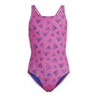 adidas Girls' Logo One Piece Swimsuit Front_Flat