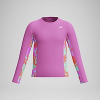 Speedo Girls' Long Sleeve Printed Rashguard Front_Flat