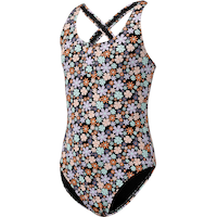 Ripzone Kids' Cross Over One Piece Swimsuit UPF 50 Swimwear Front_Angled_Left