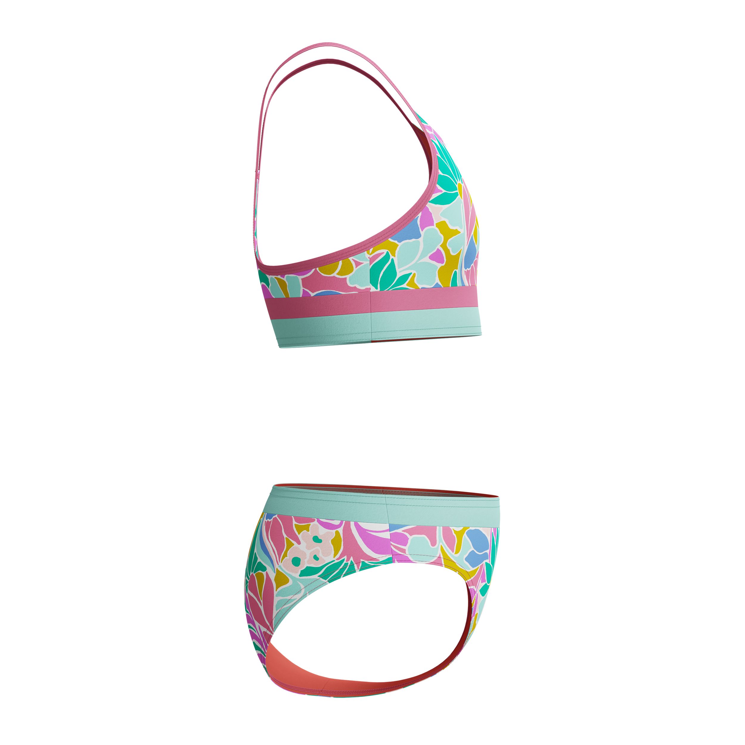 SPEEDO Kids' Print Blocked Two Piece Bikini Set with UPF 50+ Sun Protection