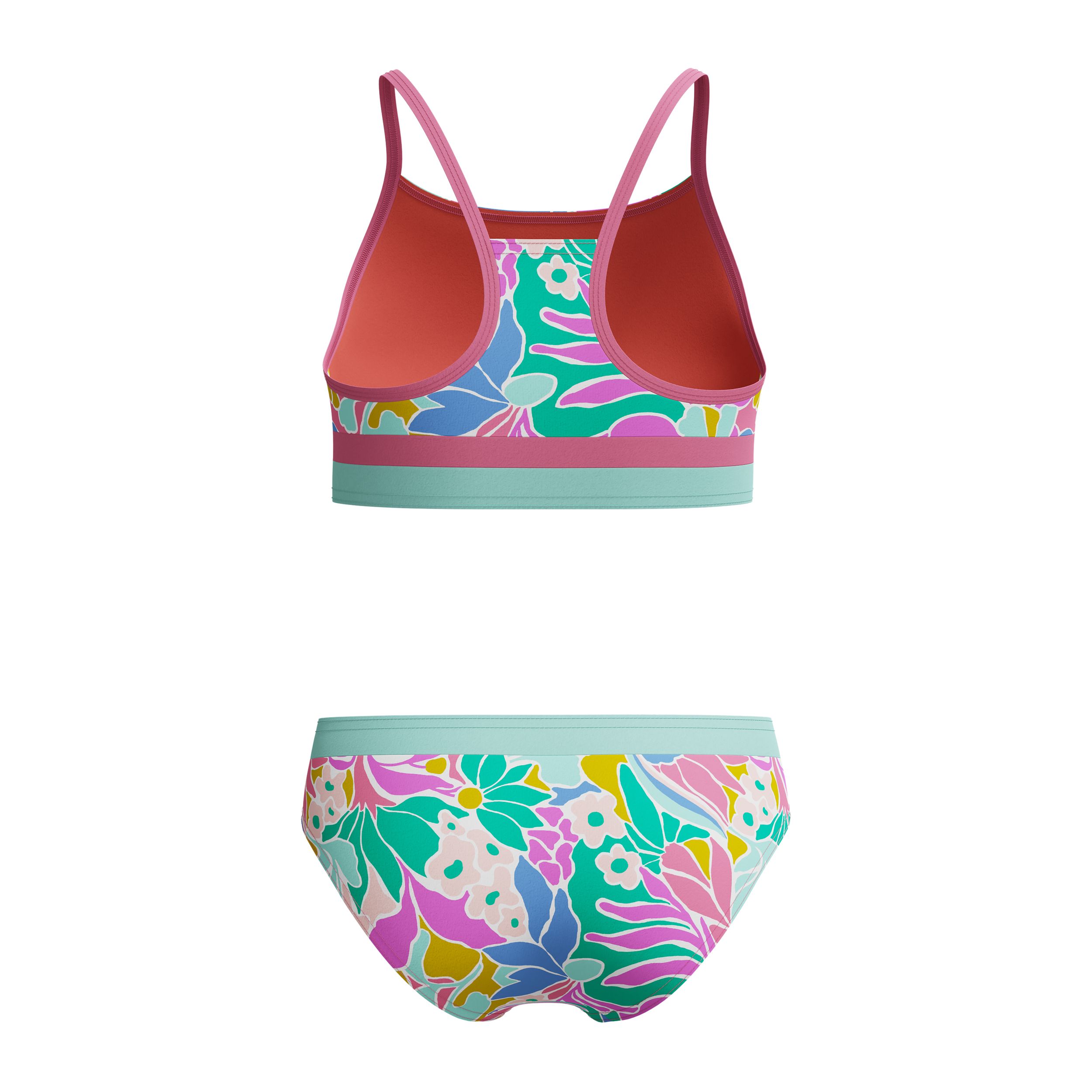 SPEEDO Kids' Print Blocked Two Piece Bikini Set with UPF 50+ Sun Protection