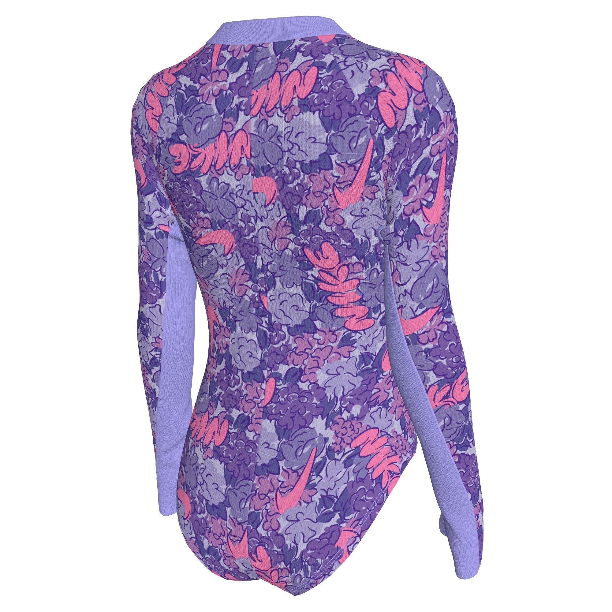Nike Girls' Doodle Logo Floral One Piece Long Sleeve Swimsuit