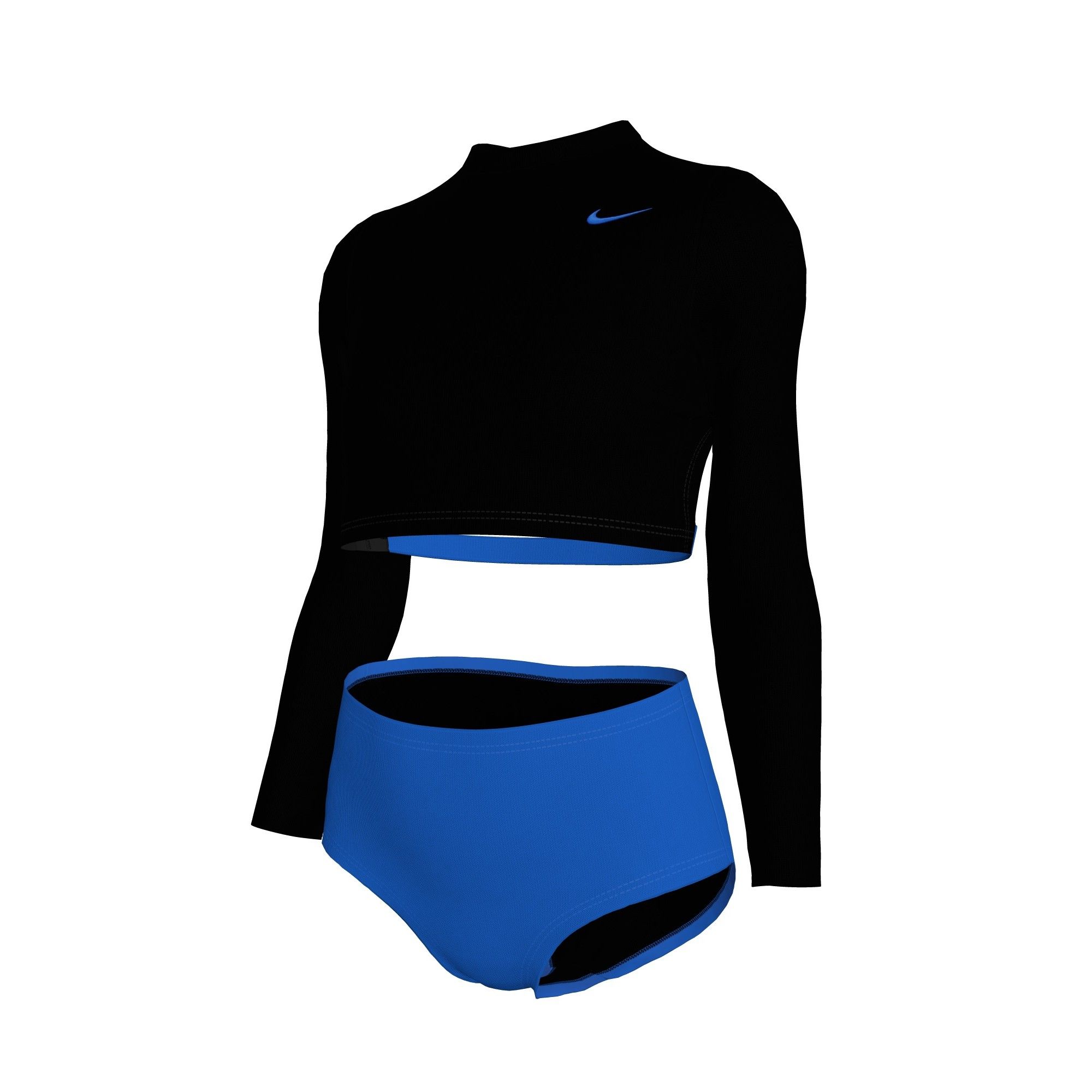 Nike Kids' Colorblock Long-Sleeve Crop Top Swim Set