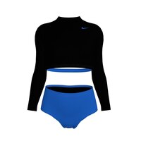 Nike Kids' Colorblock Long-Sleeve Crop Top Swim Set Front_Flat