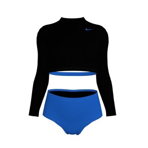 Nike Kids' Colorblock Long-Sleeve Crop Top Swim Set