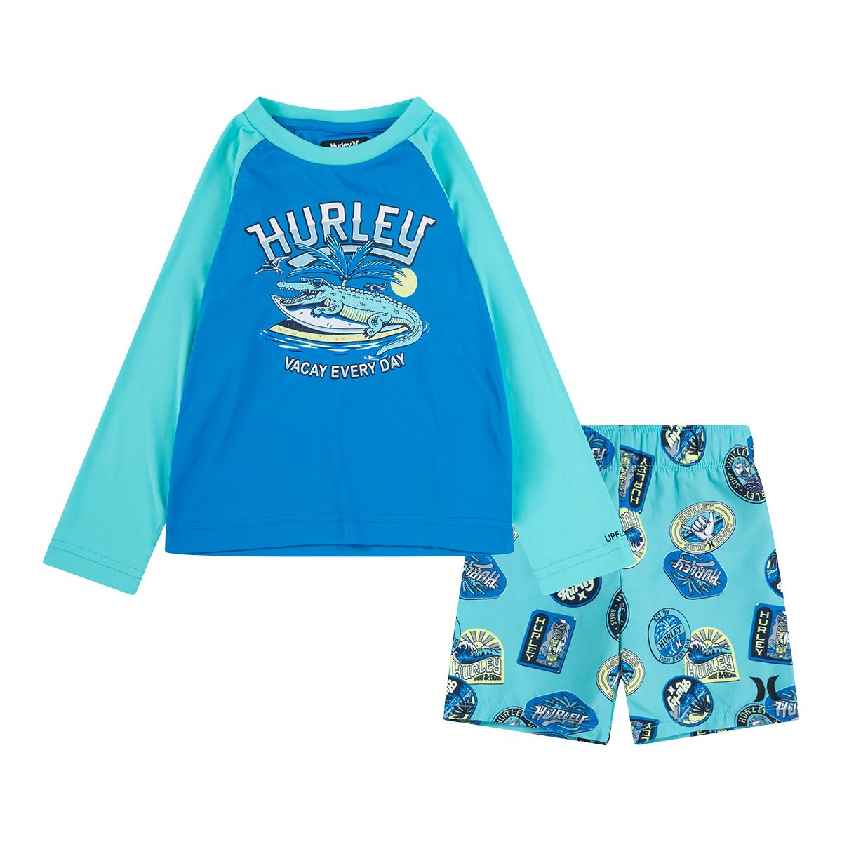Hurley Toddler Boys' 2-4 Travel Patch Long Sleeve 2 Piece Swim Set