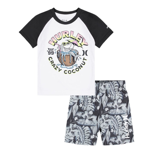 Hurley Kids' UPF 50+ T Shirt and Swim Trunk Set