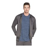 Skechers Men's GOknit Pique Full Zip Hoodie Front_Flat