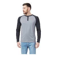 tentree Men's TreeBlend Henley Long Sleeve Shirt Front_Flat