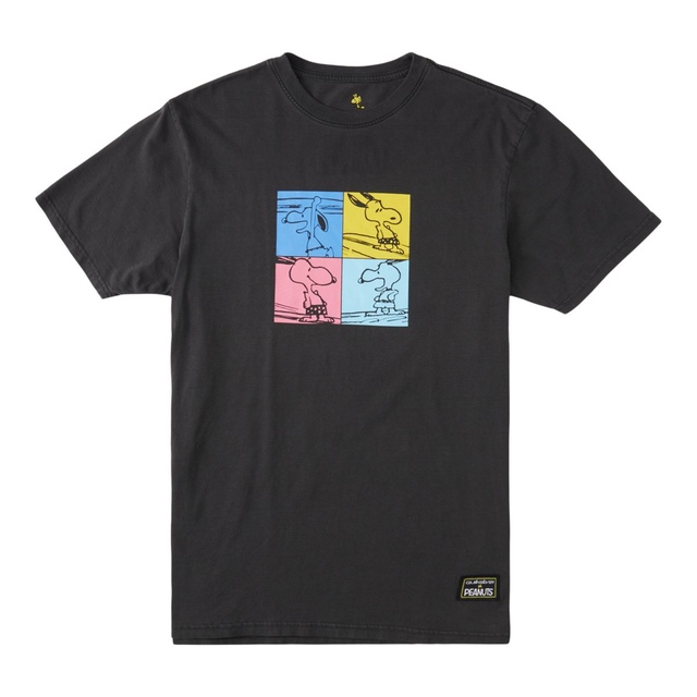 Quiksilver Men's x Peanuts Blockhead T Shirt, Short Sleeve, Crew Neck, Cotton, Graphic