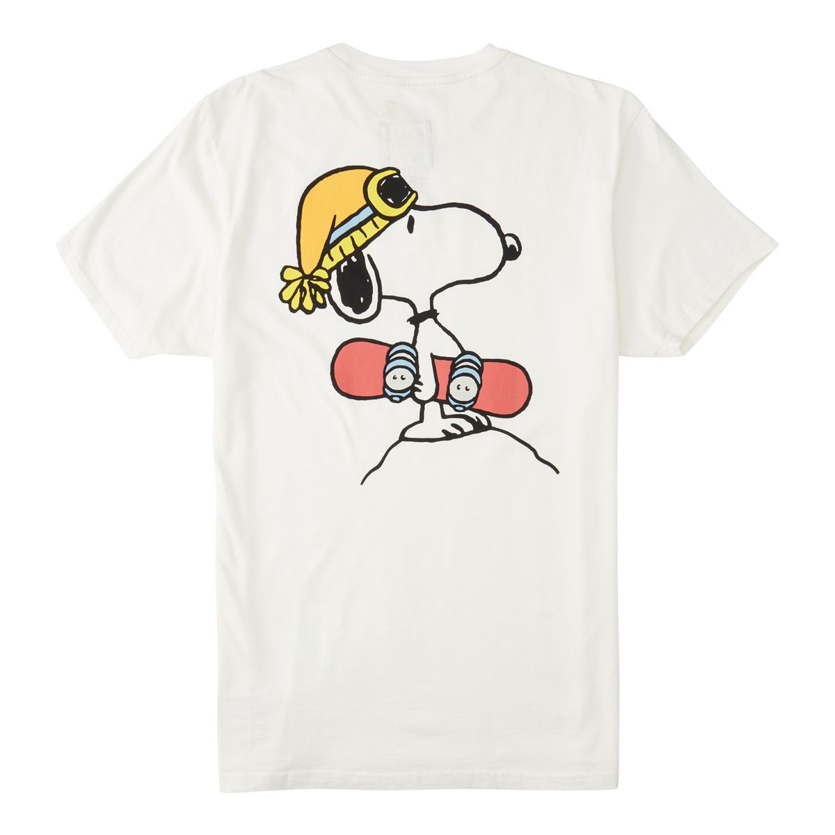 Quiksilver Men's x Peanuts Snowboard Mountains T Shirt, Short Sleeve, Crew Neck, Cotton, Graphic