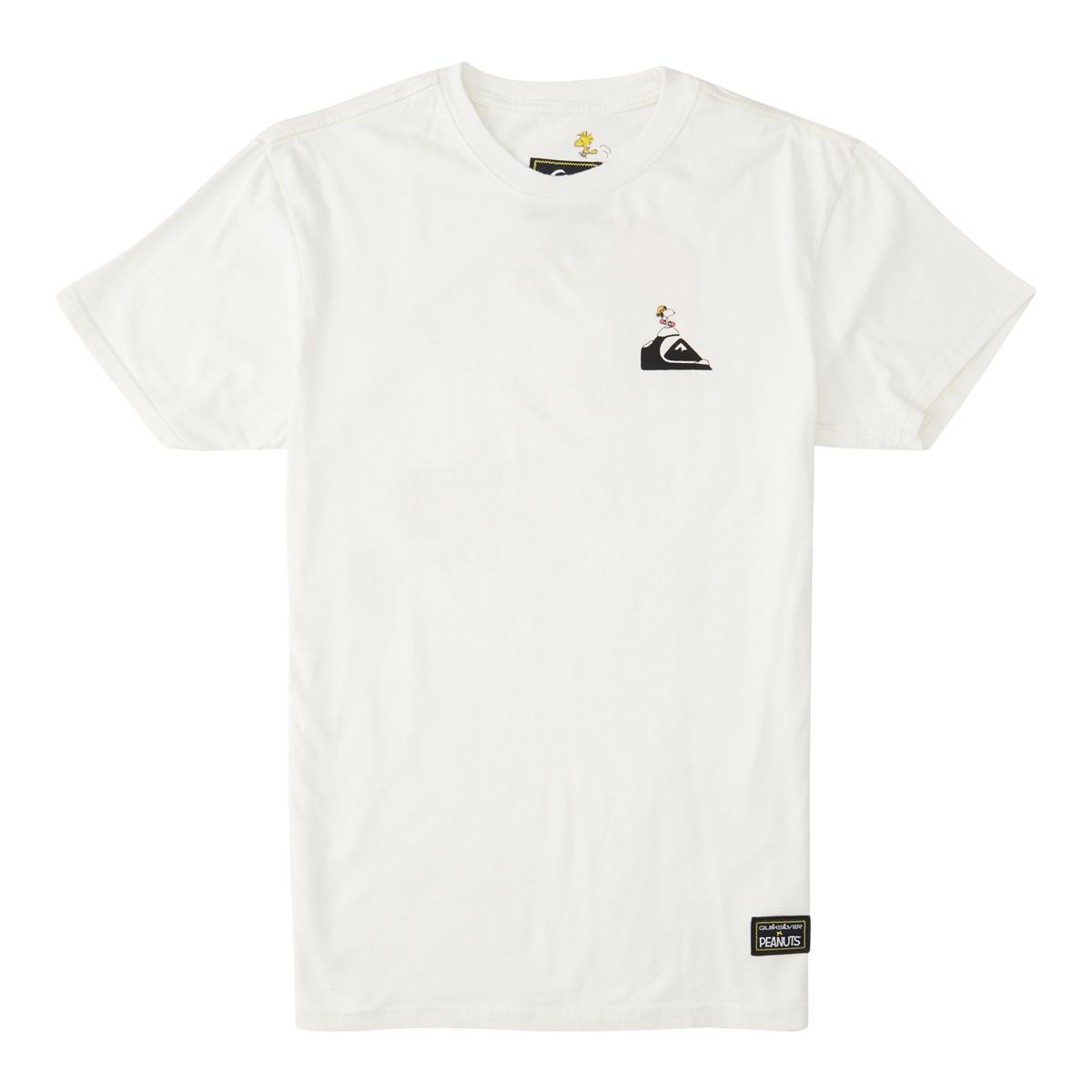 Quiksilver Men's x Peanuts Snowboard Mountains T Shirt, Short Sleeve, Crew Neck, Cotton, Graphic