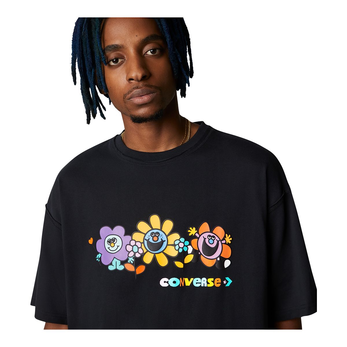 Converse Men's Stay Smiling T Shirt, Short Sleeve, Crew Neck, Cotton, Graphic, Box