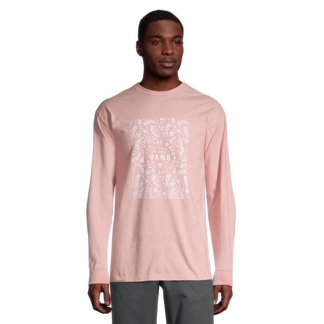 Vans Men's Bandana Paisley T Shirt, Long Sleeve, Crew Neck, Cotton