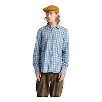 Brixton Men's Bowery Soft Weave Flannel Long Sleeve T Shirt Front_Flat