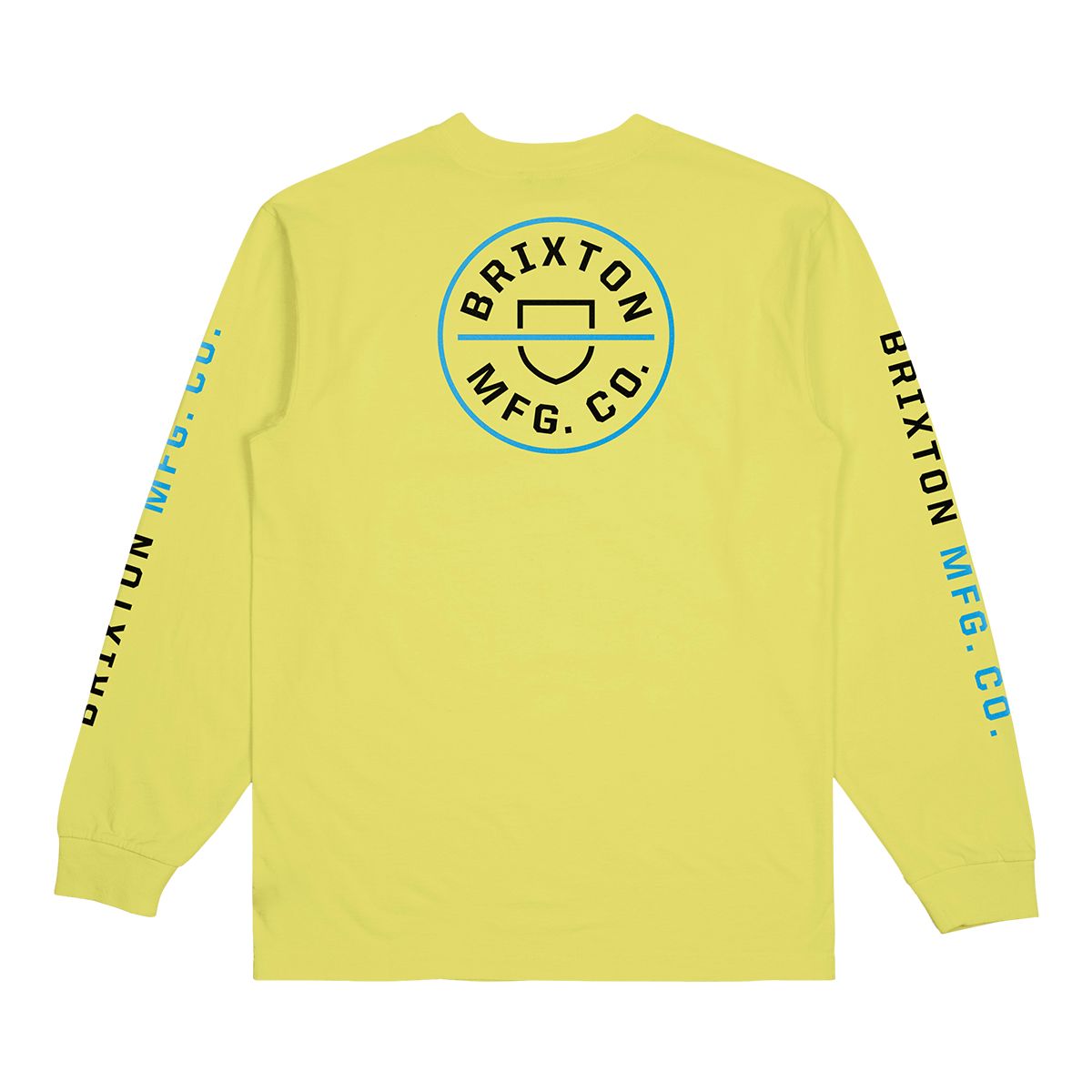 Brixton Men's Crest II T Shirt, Long Sleeve, Crew Neck, Cotton, Logo