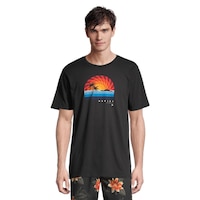 Hurley Men's Everyday Washed Swirlset T Shirt, Short Sleeve, Crew Neck, Cotton, Graphic Front_Flat