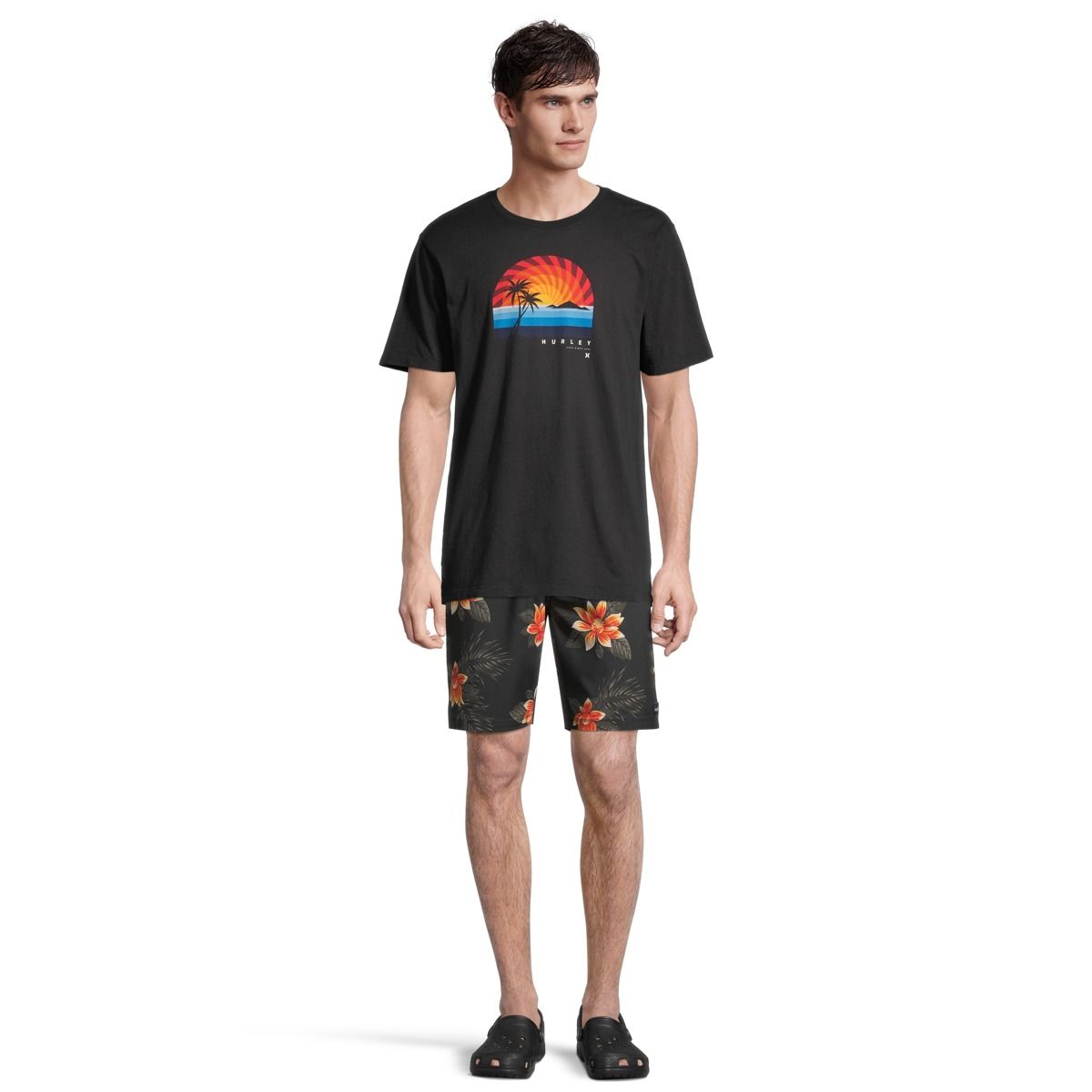 Hurley Men's Everyday Washed Swirlset T Shirt, Short Sleeve, Crew Neck, Cotton, Graphic