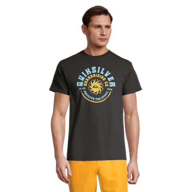 Quiksilver Men's Turn Around T Shirt, Short Sleeve, Crew Neck, Cotton, Graphic