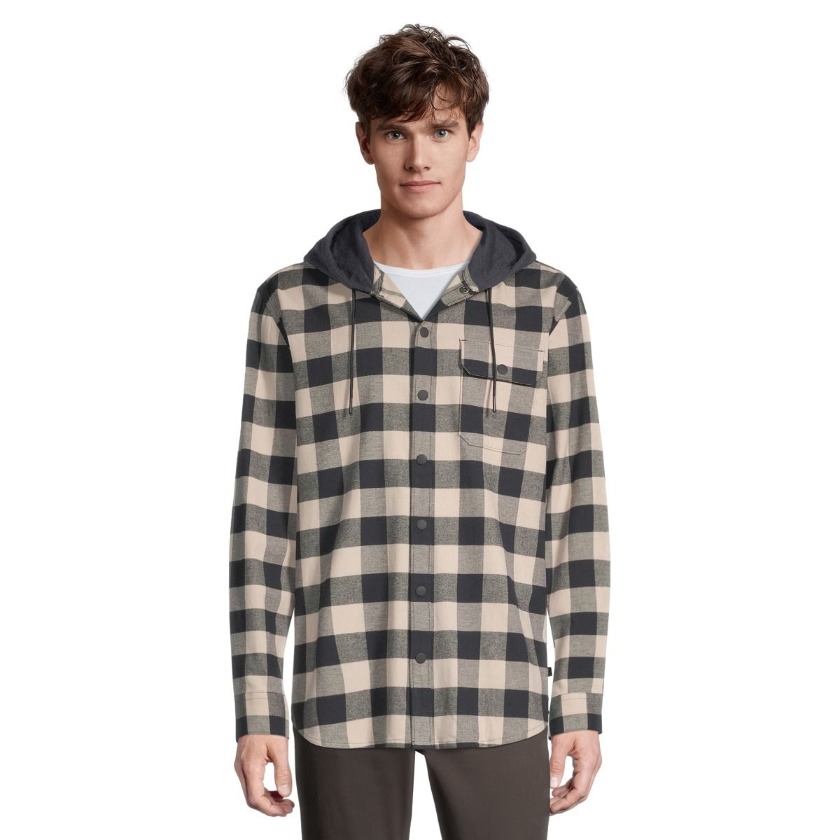 Flannel hot sale hoodie mens