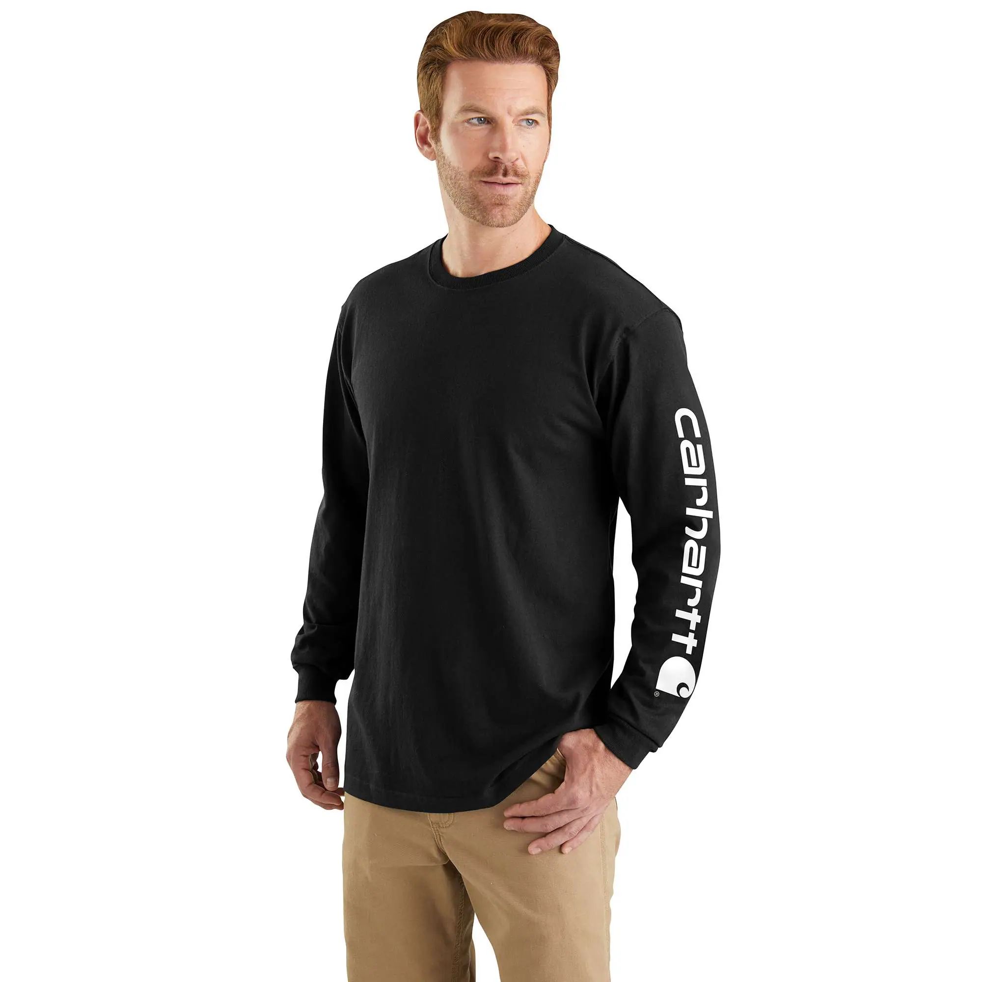 Carhartt Men's Loose Fit Sleeve Logo Long Sleeve Graphic T