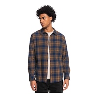 Quiksilver Men's Ganaway Stretch Flannel Long Sleeve Shirt Front_Flat