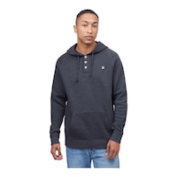 Tentree Men's Oberon 1/4 Button Pullover Hoodie, Midweight Cotton, Kangaroo Pocket Front_Angled_Left