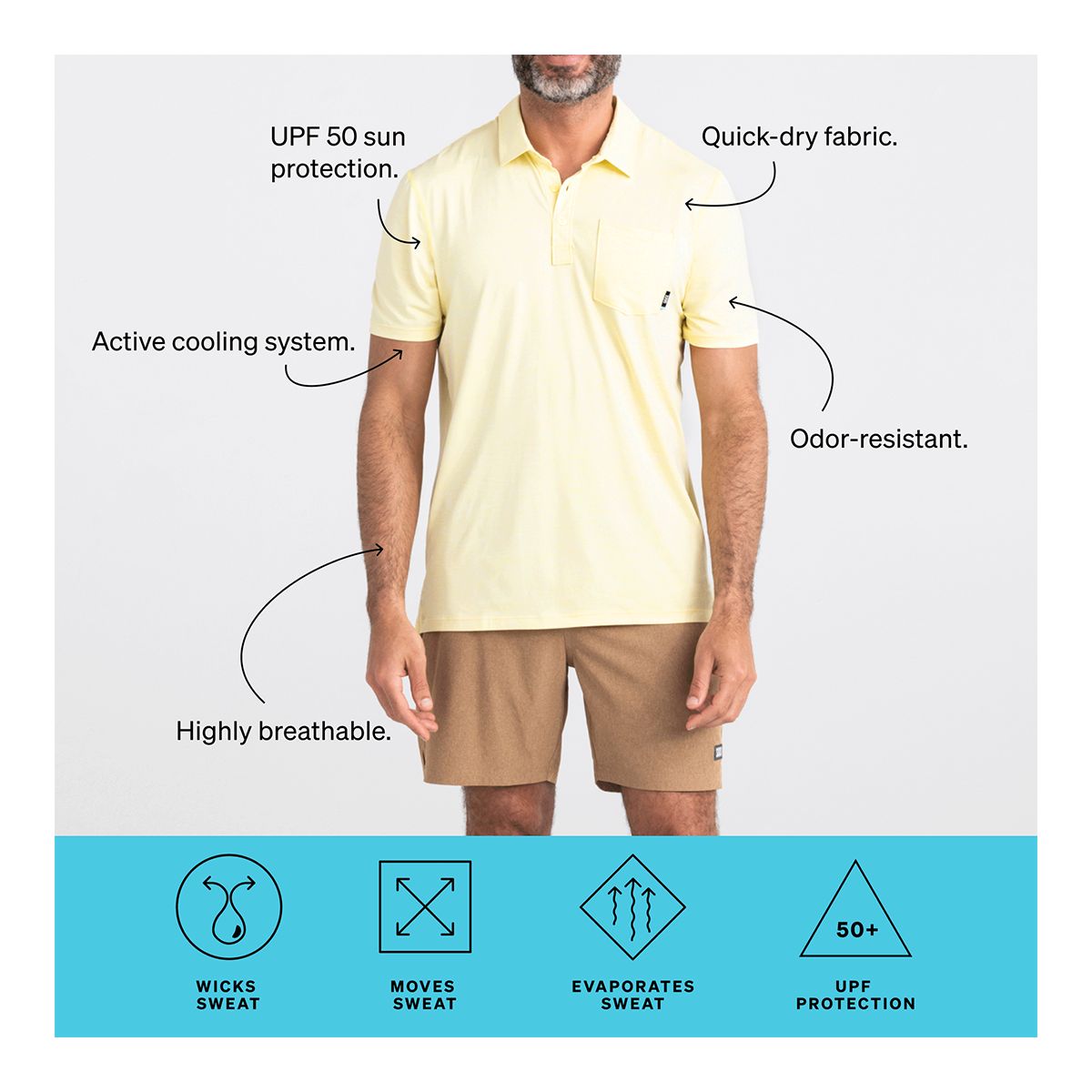 Saxx Men's UPF Droptemp Cooling Polo T Shirt