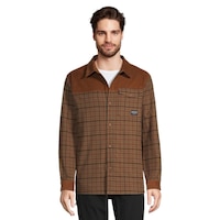 Woods Men's Foley Thin Line Plaid Shacket Front_Flat