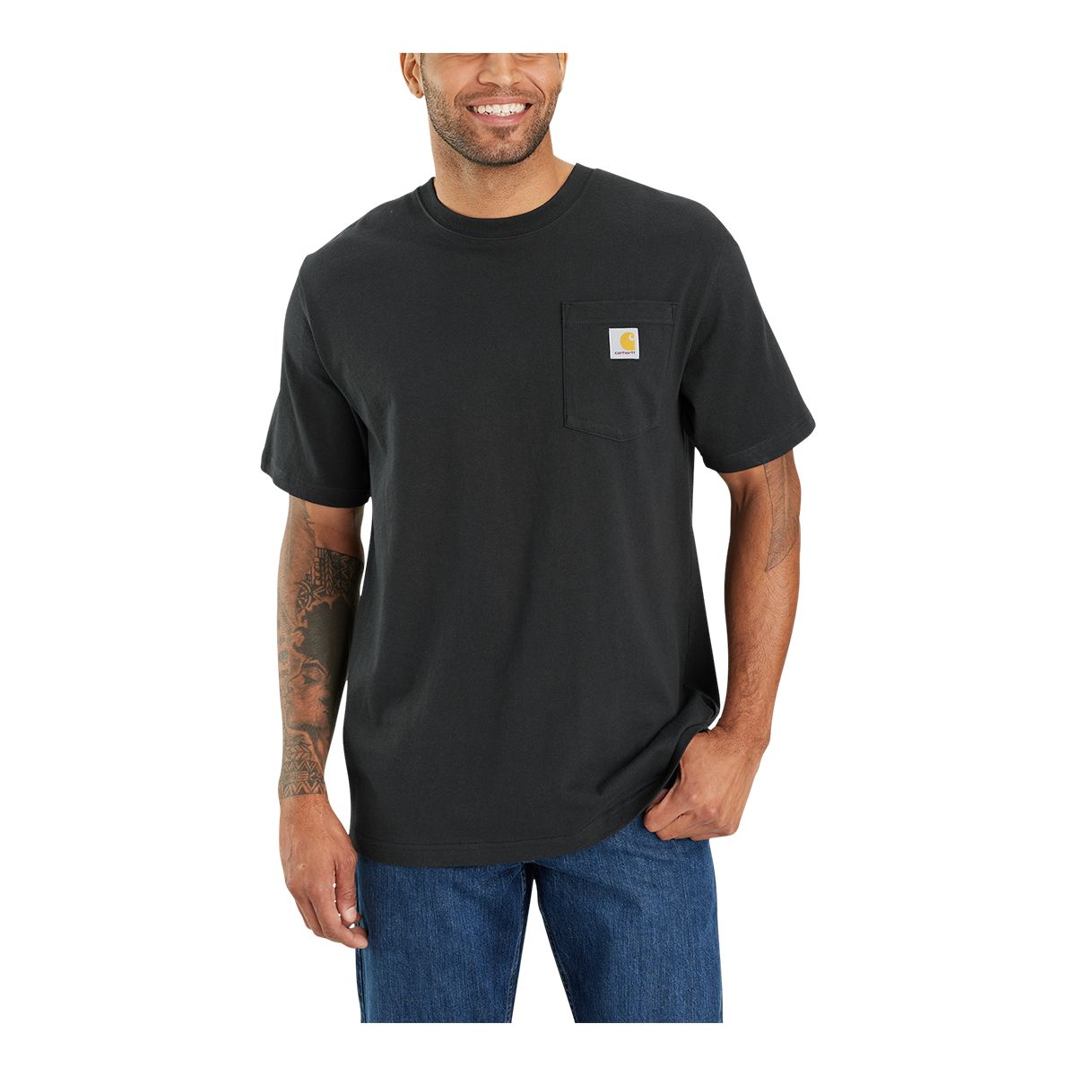 Image of Carhartt Men's Camo Logo Graphic Crewneck Cotton Work T Shirt