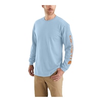 Carhartt Men's Heavyweight Logo Long Sleeve T Shirt Front_Three_Fourths_Angled_Left