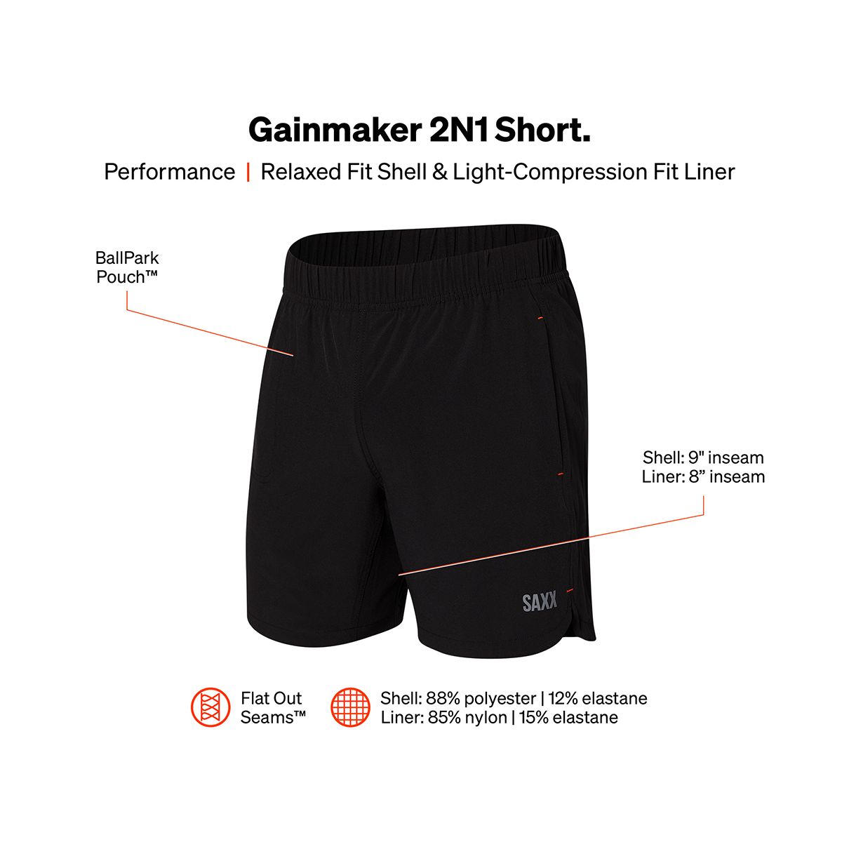SAXX Men's Gainmaker 2-In-1 Shorts