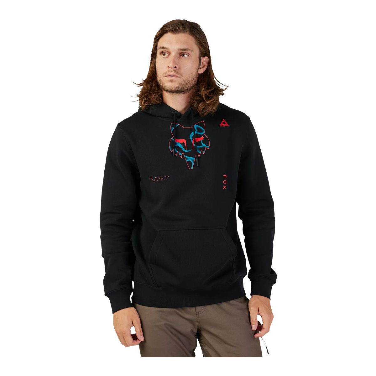 Pink Fox Pattern Print Men Pullover Hoodie