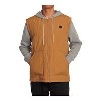 RVCA Men's Grant Puffer Full Zip Hoodie Front_Flat