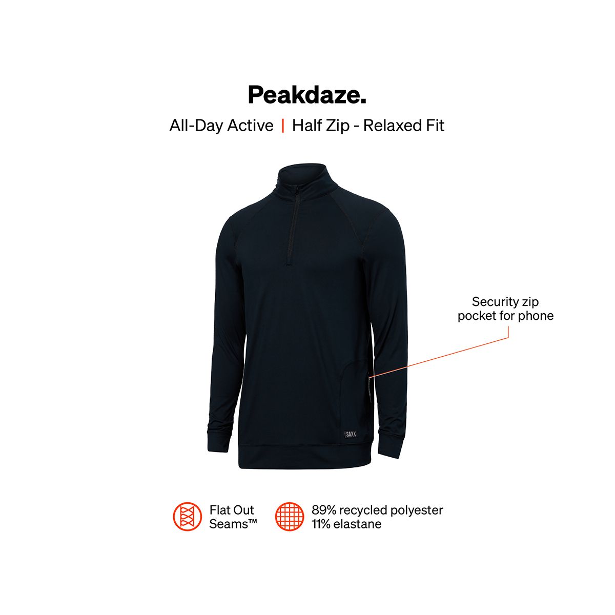 SAXX Men's PeakDaze Half Zip Top