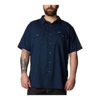 Columbia Men's Utilizer Omni-Shade™ Short Sleeve Solid Shirt Front_Flat