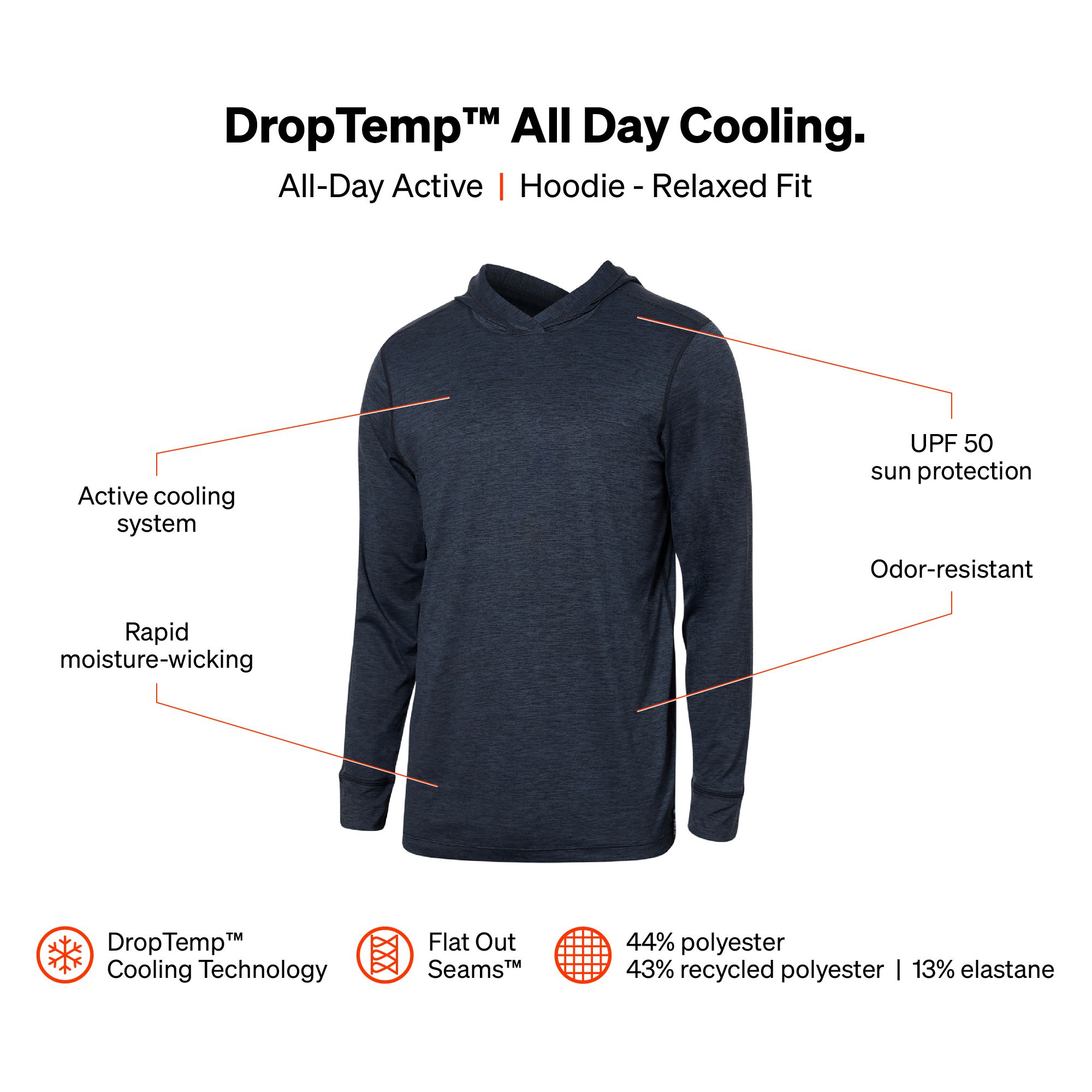 SAXX Men's DropTemp UPF 50 Pullover Hoodie