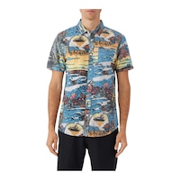 O'Neill Men's Artist Series Oasis Eco Woven T Shirt Front_Flat