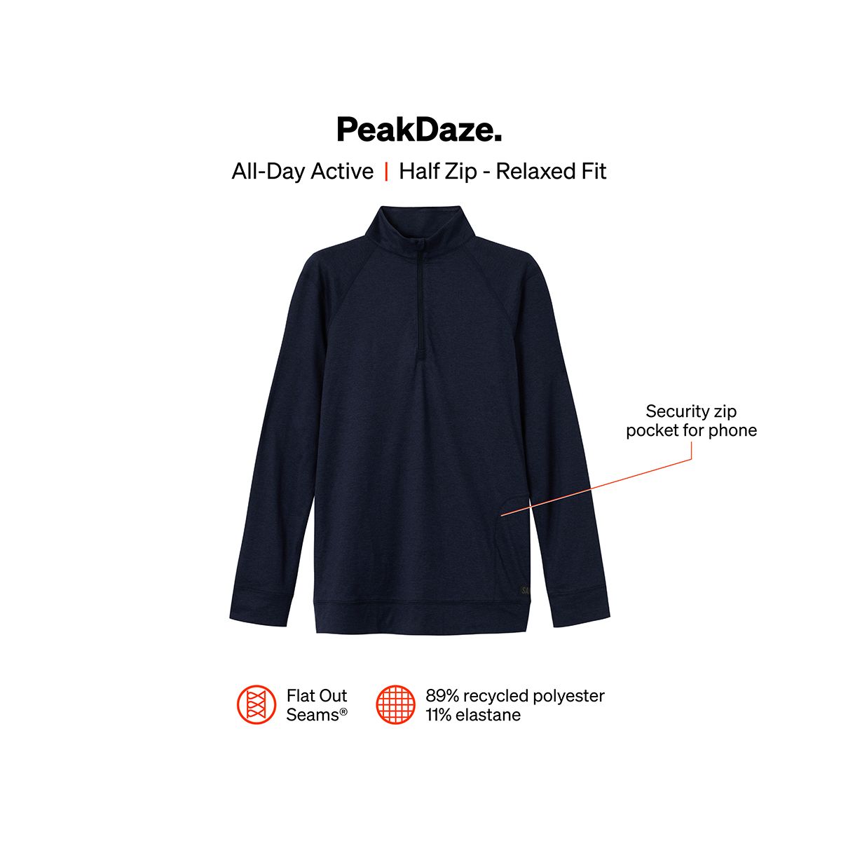 SAXX Men's PeakDaze Half Zip Long Sleeve Top