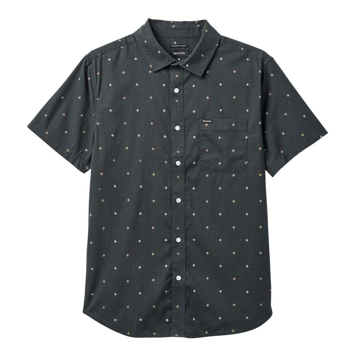 Camisa Brixton Para Hombre Con Estampado Charter - Manga Corta, Algodón Y Poliéster