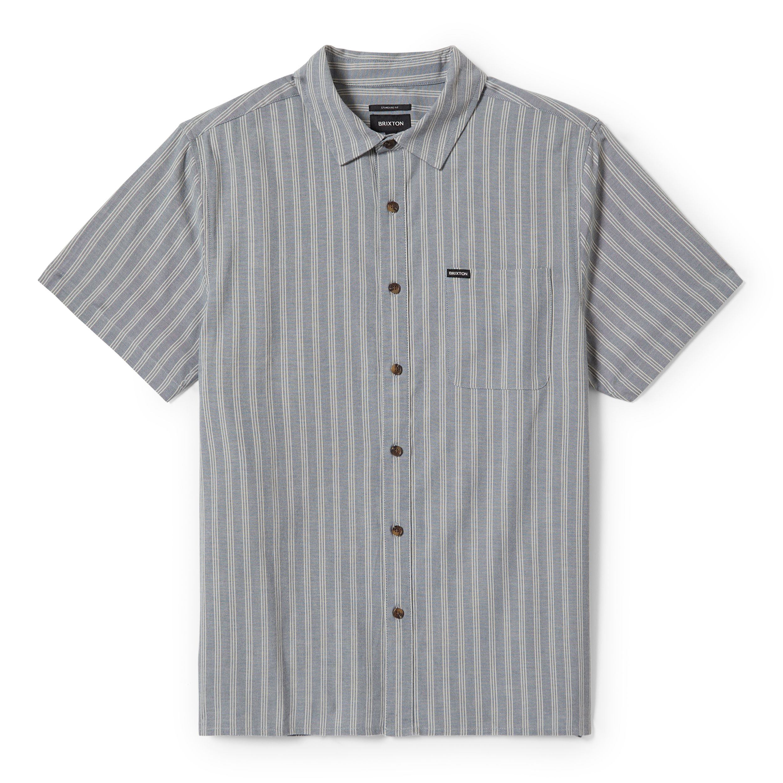BRIXTON Men's Cru Oxford Stripe Woven T-Shirt