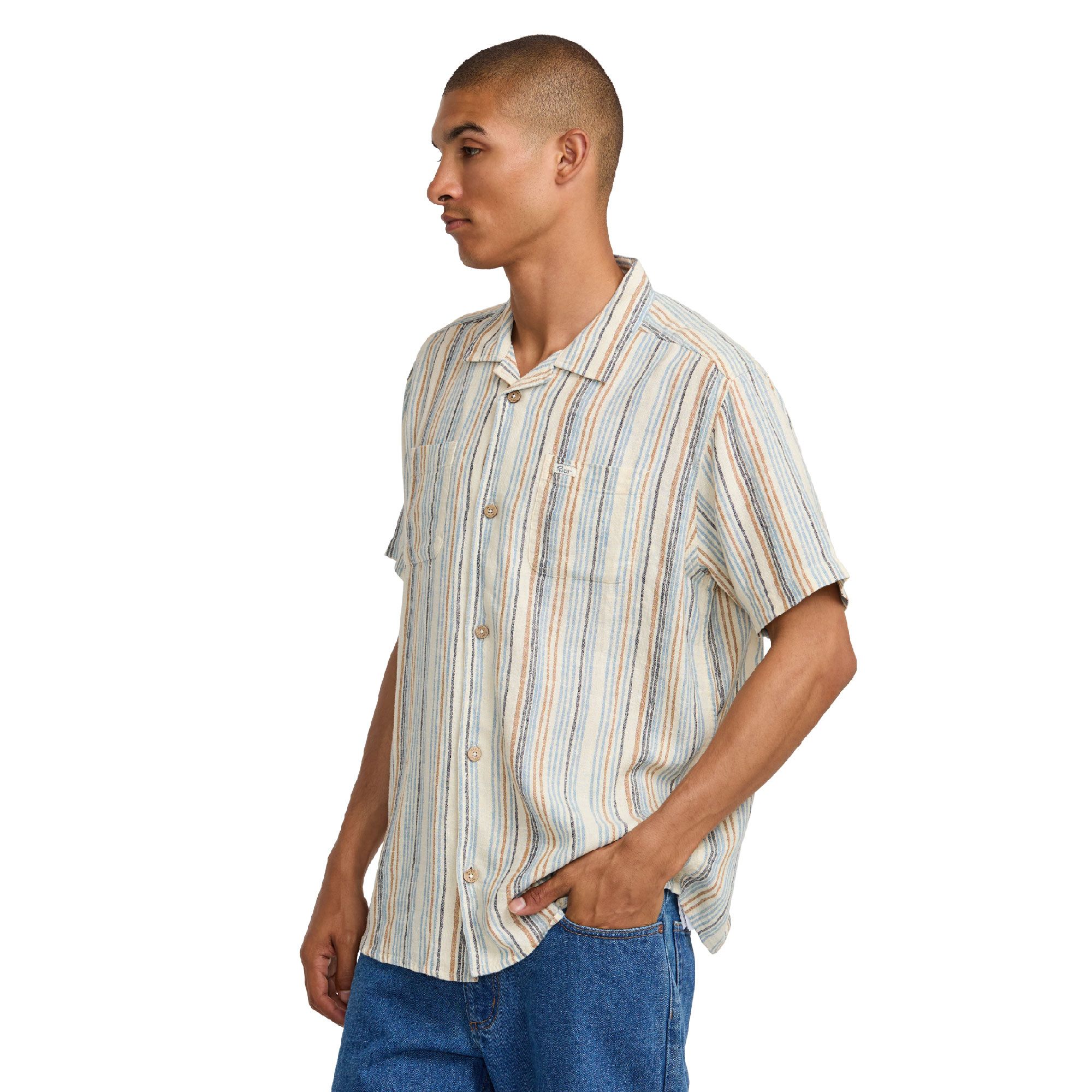 RVCA Men's Exotica Stripe Woven T Shirt