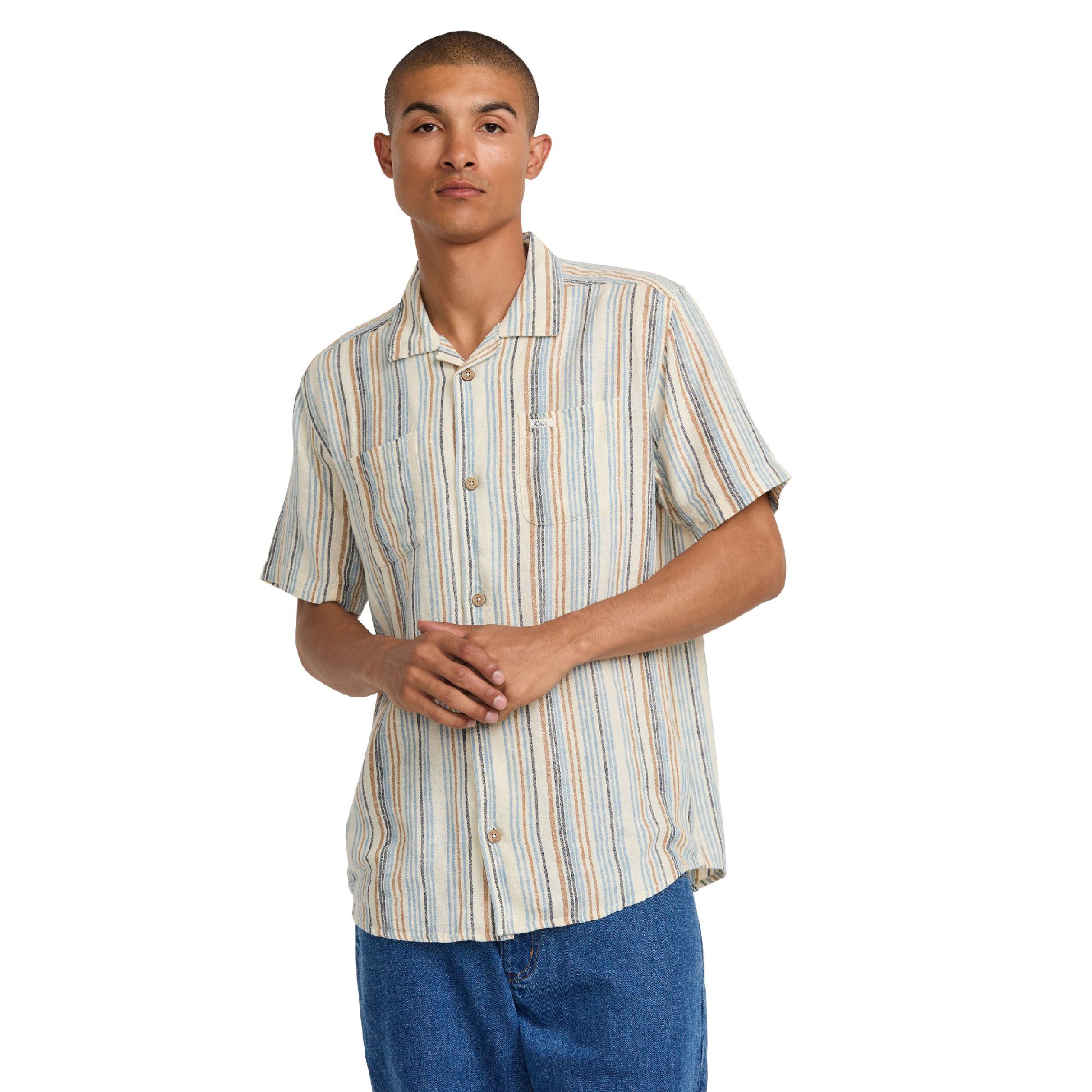 RVCA Men's Exotica Stripe Woven T Shirt