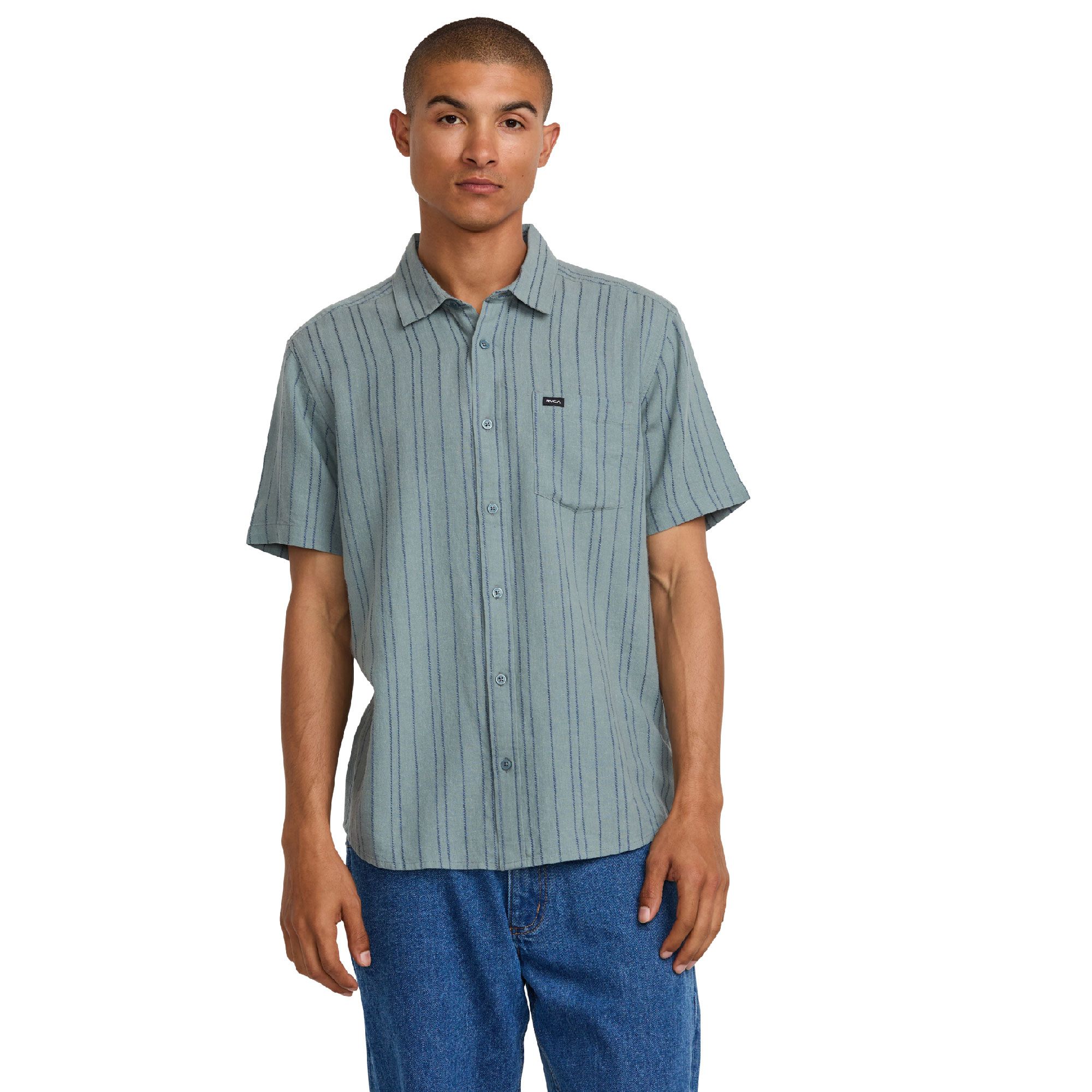 RVCA Men's Mercy Stripe Woven T Shirt