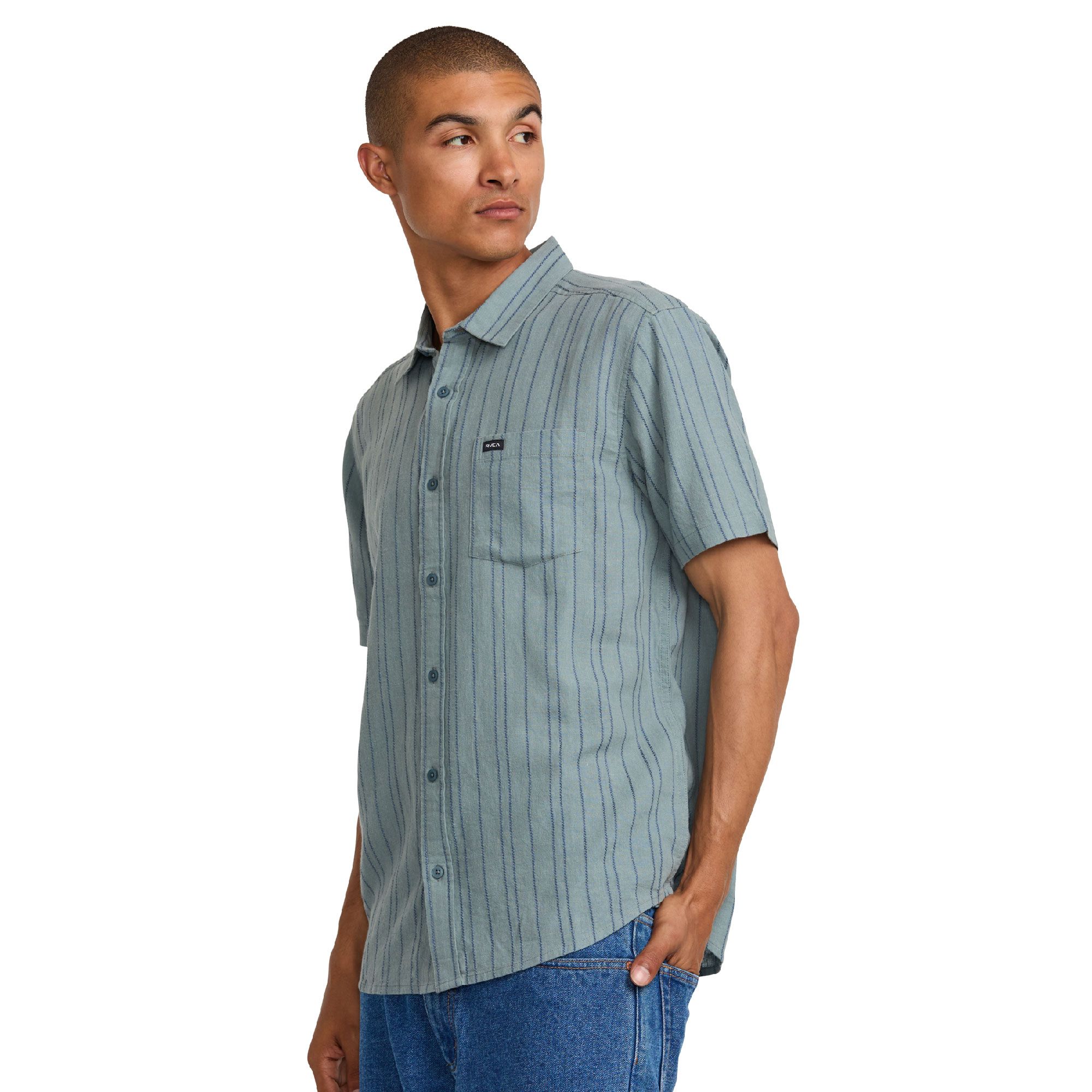 RVCA Men's Mercy Stripe Woven T Shirt