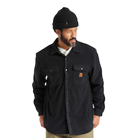BRIXTON Men's Bowery Arctic Stretch Fleece Flannel Long Sleeve Top Front_Flat