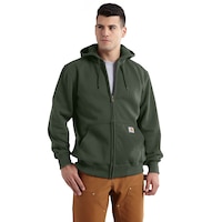 Carhartt Men's Rain Defender® Heavyweight Full Zip Water-Repellent Hoodie Front_Flat