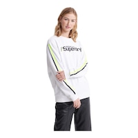 Superdry Women's Swiss Logo Sport French Terry Sweatshirt, Oversized Front_Three_Fourths_Angled_Right