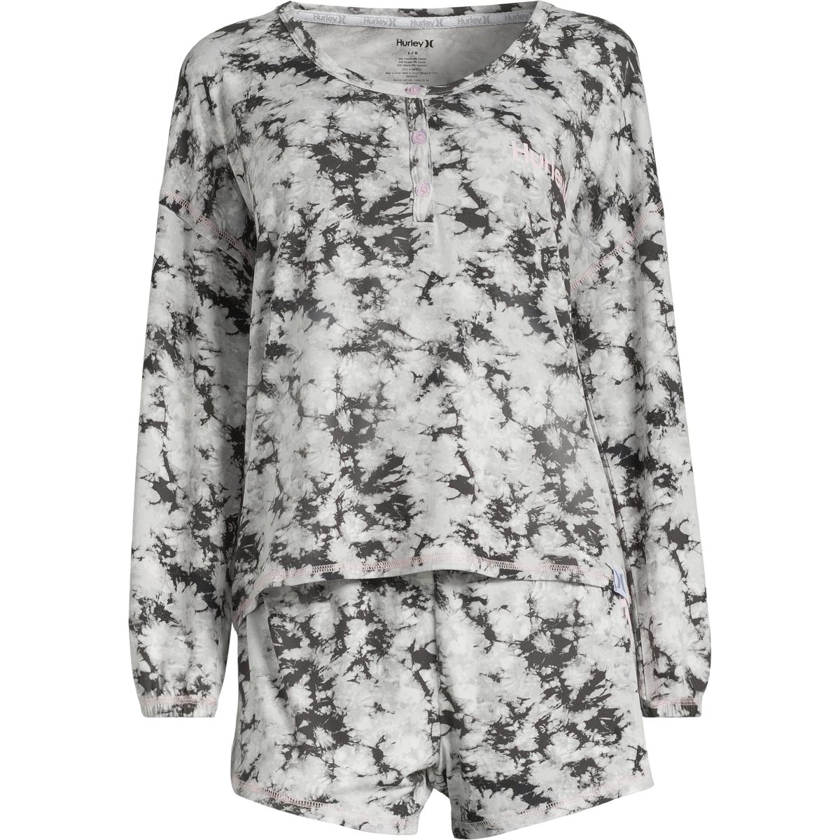 Hurley Women's Yummy Lounge Set, Short Sleeve Jersey and Shorts