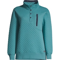 Woods Women's Farnham III Turtleneck Quilted Sweatshirt, Relaxed Fit Front_Flat